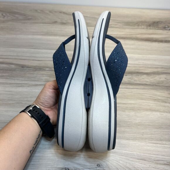 Skechers GOwalk Arch Fit Rhinestone Thong Sandals Navy Size 10 140228 - Picture 3 of 10